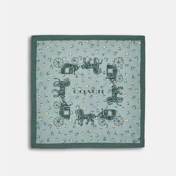 Horse And Carriage Tea Rose Print Silk Bandana from Coach - Picture 1 of 5